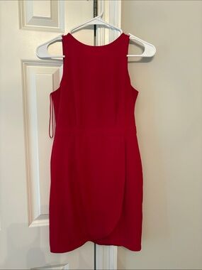 Tobi Sleeveless Red Wrap-Front Mini Dress